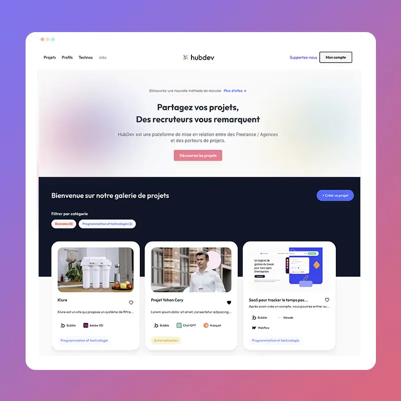 Hubdev, marketplace prestataires