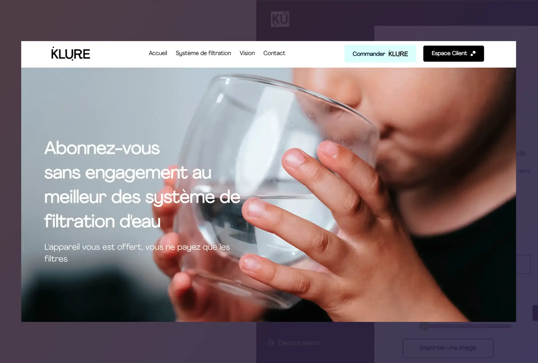 Klure, filtration d'eau
