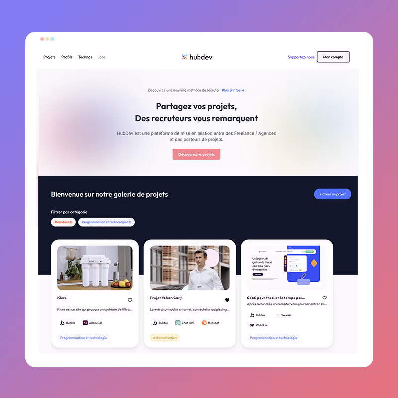 Hubdev — Marketplace prestataires
